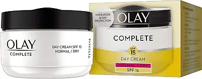 Olay 3In1 Day Cream Normal Dry Moisturiser SPF15 Essentials Complete Care 50ml • £13.99