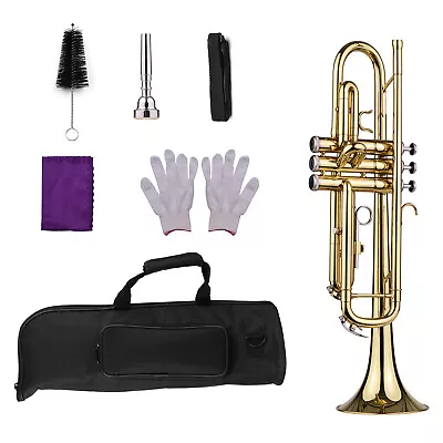 Brass Trumpet Bb B Flat Standard Trumpet Musical Instrument With Carry Bag Y9N4 • $121.96