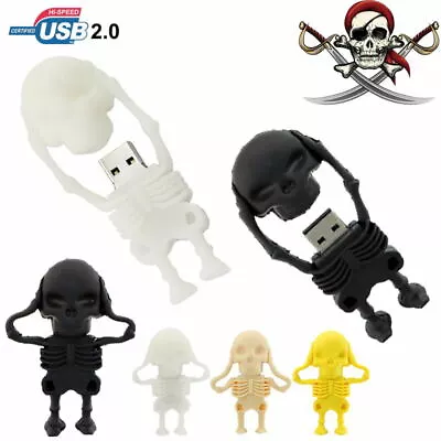 Cartoon USB 2.0 Flash Drive 64GB 32GB 16GB 8GB Skull Novelty Thumb Memory Stick • £2.03