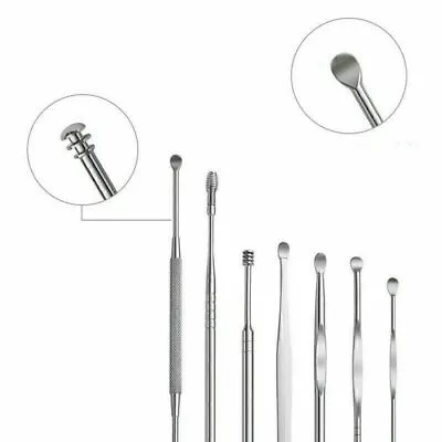 8× Ear Wax Removal Kit Cleaning Tools Earwax Pick Cleaner Curette Spoon Set Kit • £0.99