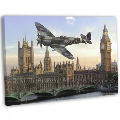 £16.99 • Buy RAF WW2 Spitfire London Big Ben Canvas Print Framed Digital Painting Art Picture