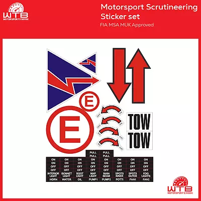 MUK/MSA/FIA Scrutineering Safety Rally/Race Sticker Sheet (extinguishertow Etc) • £6.49