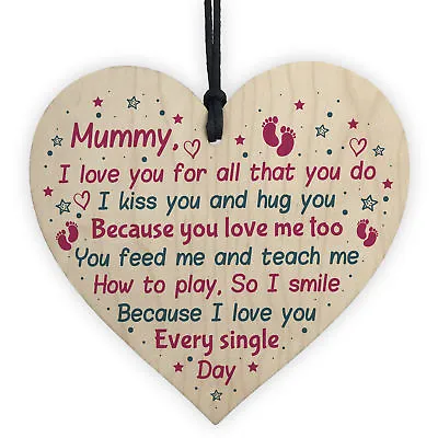 Mum Birthday Christmas Mummy To Be Wooden Heart From Bump Baby Gift Keepsake • £3.99