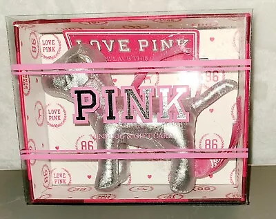 Victoria Secret Pink Dog Ornament  Plush Silver New In Package Collector Box • $19.99