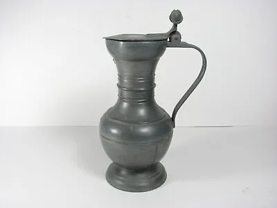 £15 • Buy Mid 20th C French Pewter Jug With Acorns Finial Lid, Angel Mark, 20.3cm, 500ml