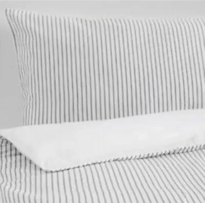 Ikea Rodnarv King Size Duvet Cover & 4 Pillowcases - White & Grey Striped • £49.99