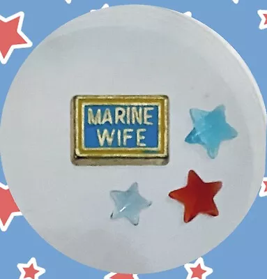 MARINE WIFE In LIGHT BLUE Floating Charm & Rhinestones For Memory Lockets • $1.80