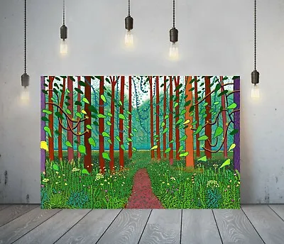£64.99 • Buy Hockney Style 5-  Framed Canvas Artist Wall Art Paper Picture Print- Forest