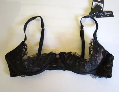 Elle Macpherson Boudoir 020 1/4 Cup Bra 10B Silk-blend Jet New RRP $140 • $62.99