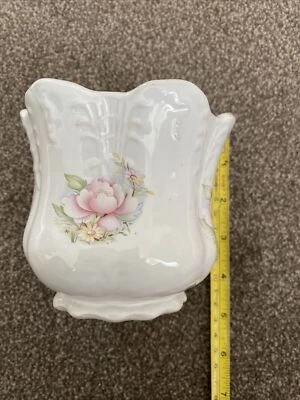 £3 • Buy Maryleigh Pottery Plant Pot, Floral With Pink Trim 10cmHighx10cm Diameter Inside