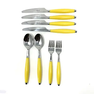 Vintage Fiesta 8-Piece Yellow Stainless Steel Flatware Fiestaware Silverware • $35