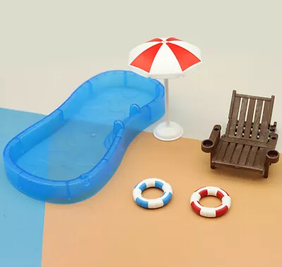 5PC 1/12 Dollhouse Miniature Swimming Pool Swim Ring Beach Chair Set Accessories • $9.57