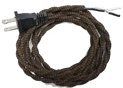 Twisted Rayon Cloth Covered Electric Lamp Cord With Polarized Male End Plug • $11.99