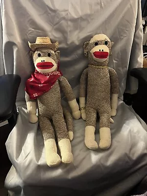 £26.77 • Buy Sock Monkey Handmade Cowboy Hand Kerchiefs 19” Lot Of 2 Cute Couple Toys