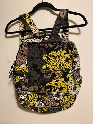 Vera Bradley Quilted Backpack ToteBag Black Baroque Floral Pattern Pockets  • $22.11