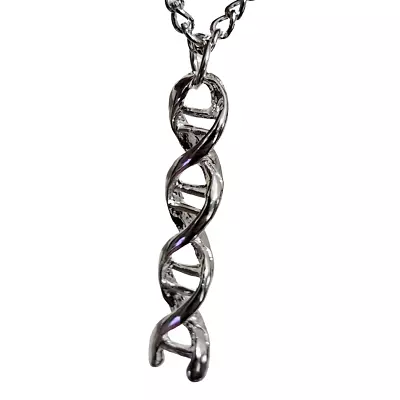 DNA Necklace Helix Pendant Structure Edgy Quirky 20  Chain Biology Medical Gift • £4.95