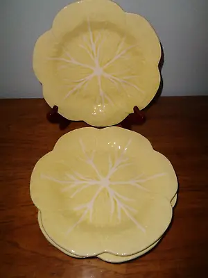 4 S/L CABBAGES Yellow Embossed Leaf Salad Plates Easter Spring Rabbit Bunny • $39.99