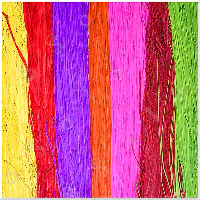 100g Natural Coloured Raffia Palm Fibres Leaves Ribbon Floral Crafts Supplies • £8.23