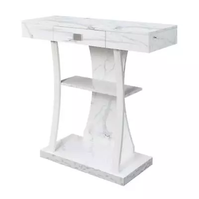 Convenience Concepts Console Table 36  Faux Marble/Wood Rectangle White W/Drawer • $156.93