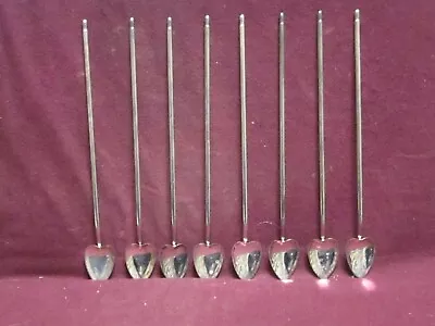 8pcSilver Plated Vintage Mint Julep Ice Tea Spoon Heart Shaped Straw Bowl 8 1/4  • $35