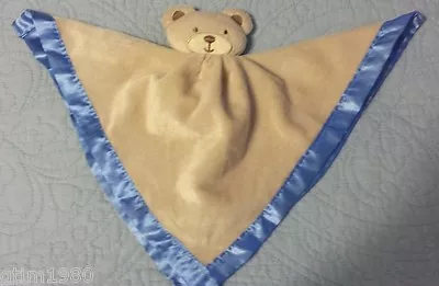 Nursery Rhyme Brown & Blue Teddy Bear Security Blanket Lovey Rattle Toy • $8.95