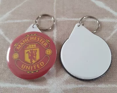 Keyring Manchester United 55mm Roundplastic Backing Silver Ring & Chain • £2.99