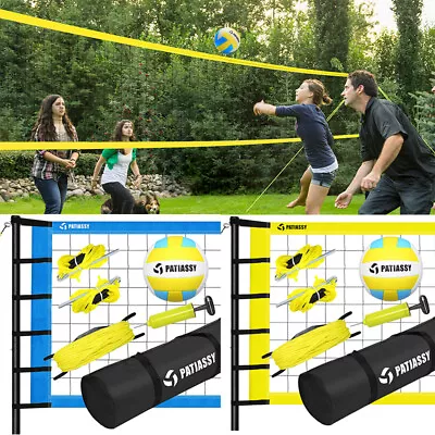 Portable Professional Outdoor Volleyball Net Set W/ Adjustable Height Poles Ball • $71.90