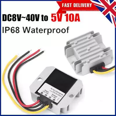 DC12V/24V To 5V 10A 50W Converter Buck Voltage Regulator Module Waterproof NEW • £10.99