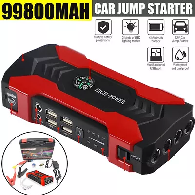 $63.90 • Buy 99800mAh Car Jump Starter Power Bank Pack Vehicle Charger Battery Engine Booster