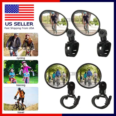 2X Bike Mirror Rotaty Round MTB Road Handlebar Bicycle Rear View Glass Cycling • $7.37