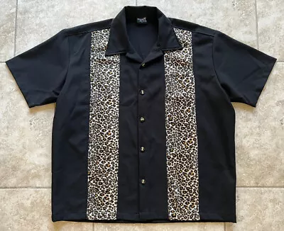 Steady Last Call Men’s Button Down Rockabilly Bowling Leopard Print Shirt Sz XL • $45