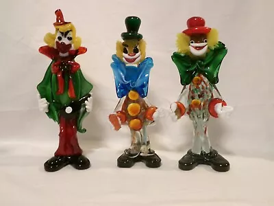 Murano Glass Clown Set Of 3 *READ* 10  • $85