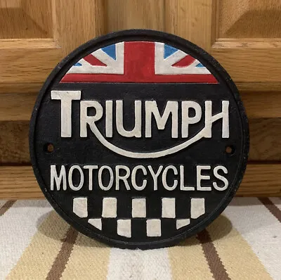 Triumph Motorcycle Cast Iron Sign Bike Parts Garage Gas Vintage Style Wall Decor • $48