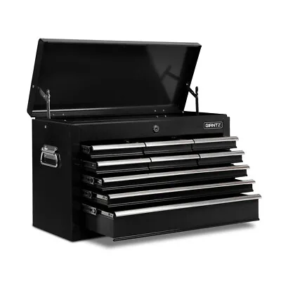 Giantz 9 Drawer Tool Box Chest Mechanic Garage Storage Black Toolbox Set Black • $137.70