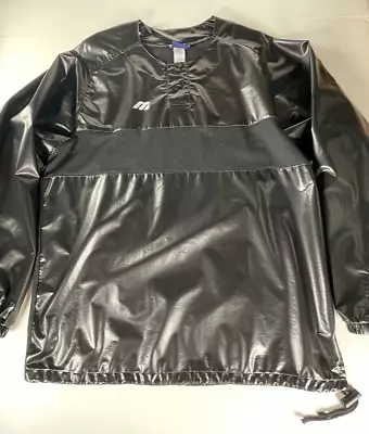 Mizuno Mens Large Japan Pullover Baseball Black Wet Look Top Polyurethane Nylon • $61.18