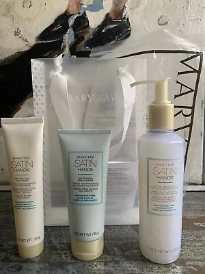 MARY KAY Satin Hands Pampering Set Shea Cream Scrub Softener Set Of 3 New W/Bag • $11