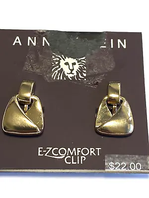 Vintage NWT Anne Klein E-Z Comfort Clip On Gold Tone Earrings  • $7