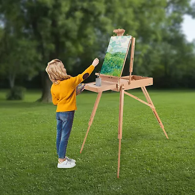 Wooden Sketchbox Easel Tripod With Fodable Legs Storage Drawer & Palette Tray • £57.95