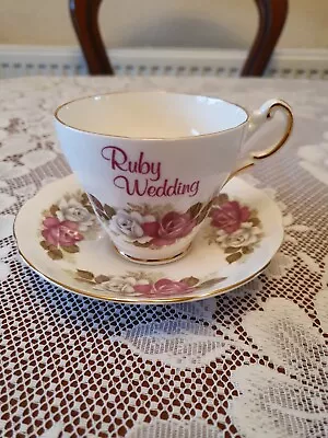 £8 • Buy Regency English Bone China, Ruby Wedding Cup And Saucer