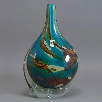 Mdina Lollipop Tiger Side Stripe Bottle Vase Vintage Maltese Studio Glass • $499