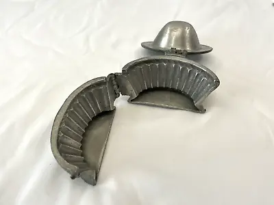 Antique Ice Cream Mold Butter Mold Candy Mold Craft Mold Pewter Basket 3 Pcs • $39.95