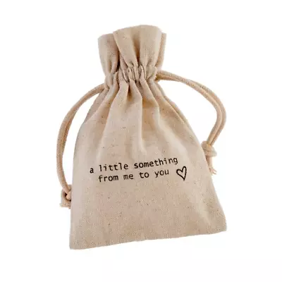 Linen Drawstring Gift Bag Pouch  A Little Something From Me To You  • £4.99