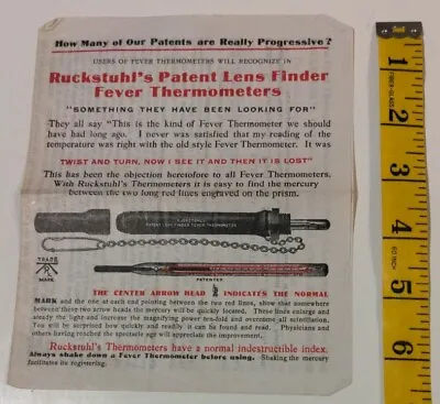 Ruckstuhl Patent Lens Finder Fever Thermometer Vintage Medical Advertising • $9.99