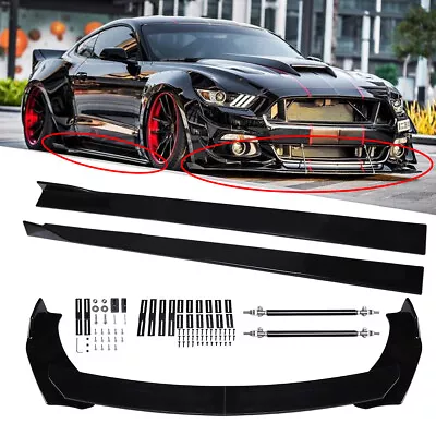 For Ford Mustang GT Front Lip Bumper Splitter + 78.7  Side Skirts + Strut Rods • $125.09