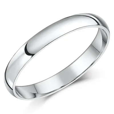 9ct White Gold Ring Light Weight D Shaped Wedding Band 3mm Gold Ladies Ring • £86.36