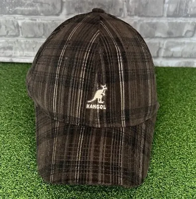 KANGOL Hat Flexfit Brown Plaid Khaki Striped Cap Size S / M • $23