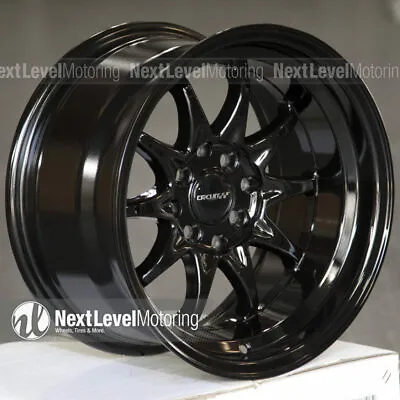 Circuit CP29 15x8 4-100 4-114.3 +0 Full Gloss Black Wheels Fit Acura Integra DC2 • $441.99