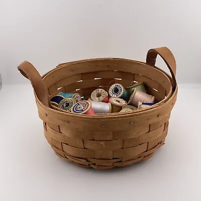 Three Dozen Vintage Wooden Spools Of Silk And Cotton Thread Longaberger Basket • $30