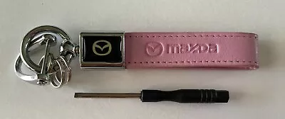 Mazda Pink Leather & Metal Keyring Strap Keychain Car NEW • $8