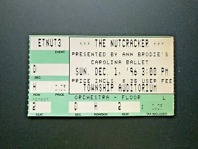 Ann Brodie's Carolina  Ballet The Nutcracker Dec 1 1996 Ticket Stub G21 • $5.95